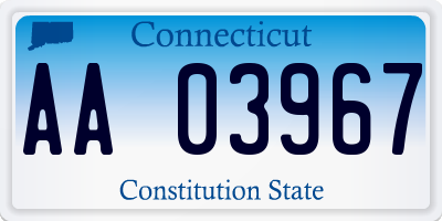 CT license plate AA03967