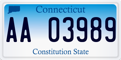 CT license plate AA03989