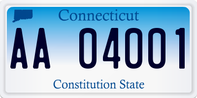 CT license plate AA04001