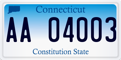 CT license plate AA04003