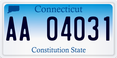 CT license plate AA04031