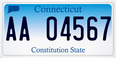 CT license plate AA04567