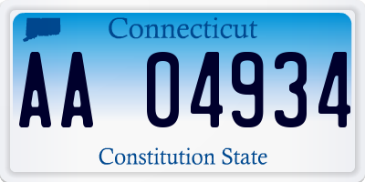 CT license plate AA04934