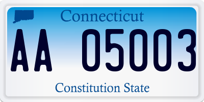CT license plate AA05003