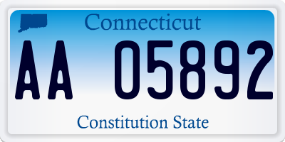 CT license plate AA05892