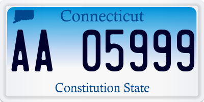 CT license plate AA05999