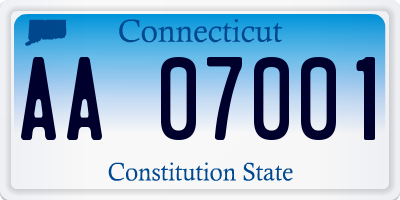 CT license plate AA07001