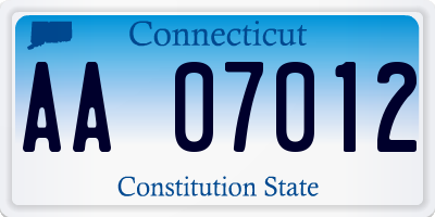 CT license plate AA07012