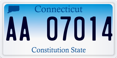 CT license plate AA07014