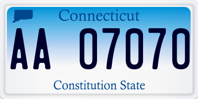 CT license plate AA07070