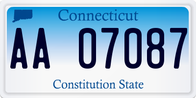 CT license plate AA07087