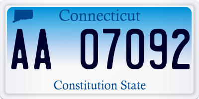 CT license plate AA07092