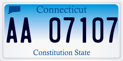 CT license plate AA07107