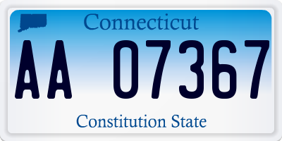 CT license plate AA07367