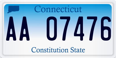 CT license plate AA07476