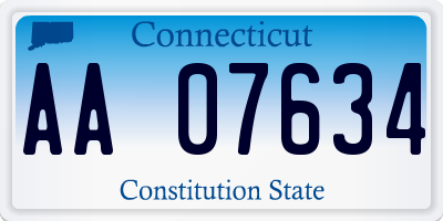 CT license plate AA07634