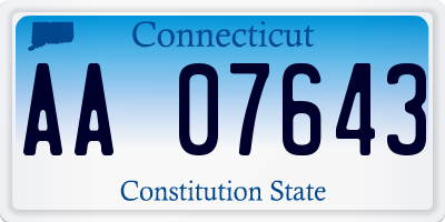 CT license plate AA07643