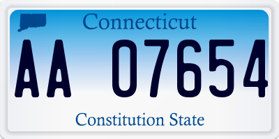 CT license plate AA07654