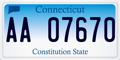 CT license plate AA07670