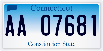 CT license plate AA07681