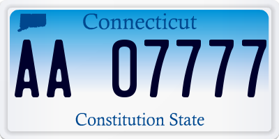 CT license plate AA07777