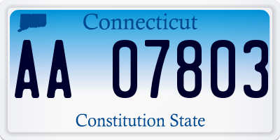 CT license plate AA07803