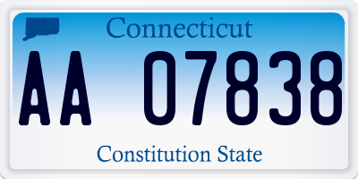 CT license plate AA07838