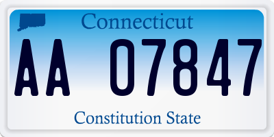 CT license plate AA07847