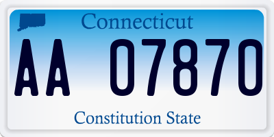 CT license plate AA07870