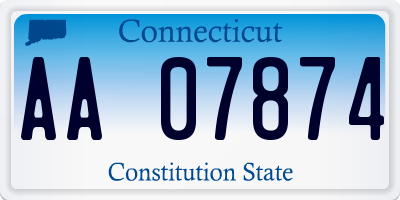 CT license plate AA07874