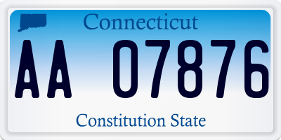 CT license plate AA07876