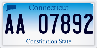 CT license plate AA07892