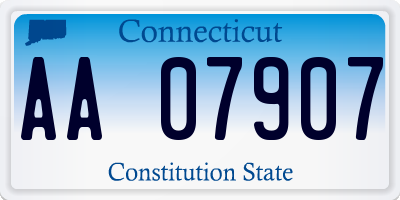 CT license plate AA07907