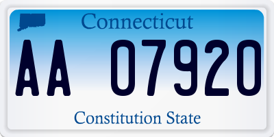 CT license plate AA07920