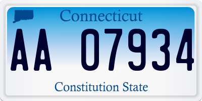 CT license plate AA07934