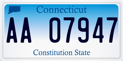 CT license plate AA07947