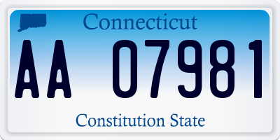 CT license plate AA07981