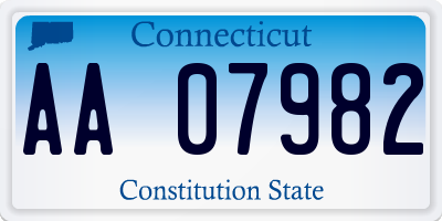 CT license plate AA07982