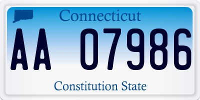 CT license plate AA07986