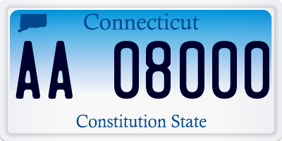 CT license plate AA08000