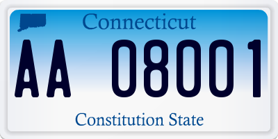 CT license plate AA08001