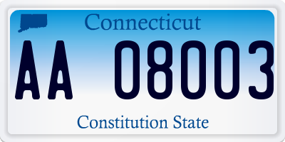 CT license plate AA08003