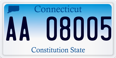 CT license plate AA08005