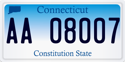 CT license plate AA08007