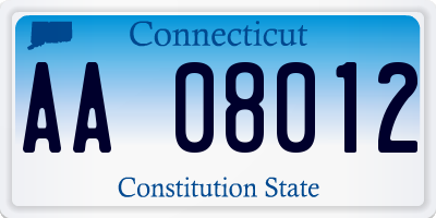 CT license plate AA08012