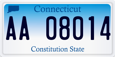 CT license plate AA08014