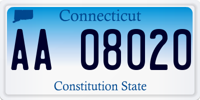 CT license plate AA08020