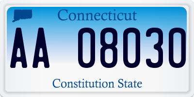 CT license plate AA08030