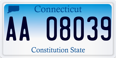 CT license plate AA08039