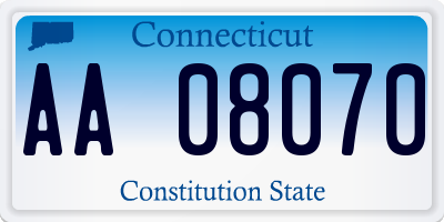 CT license plate AA08070